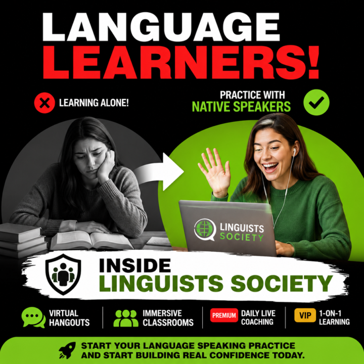 Language Learners! 🔴 learning alone! Practice with Native Speakers inside Linguists Society 