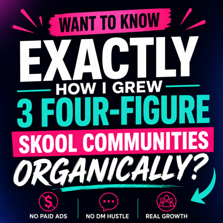Want to know exactly how I grew 3 four-figure Skool communities organically?