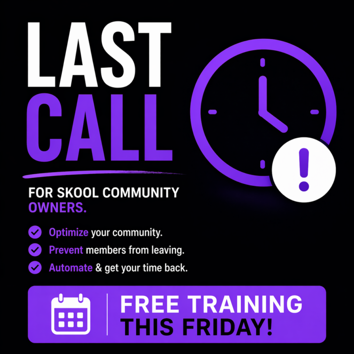 If your Skool community depends on you 24/7… last call.