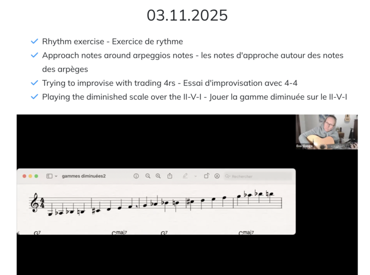 EXERCISE from tonight's lesson: playing diminished scale over C MAJOR II V I