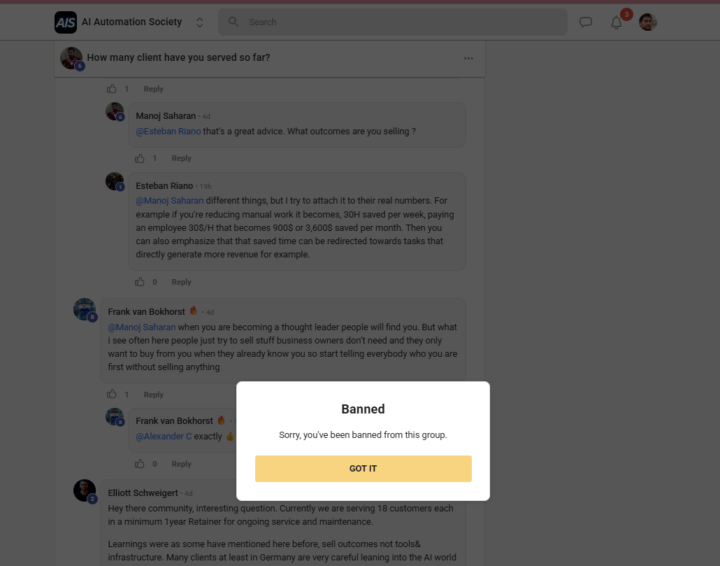 get banned for an opinion