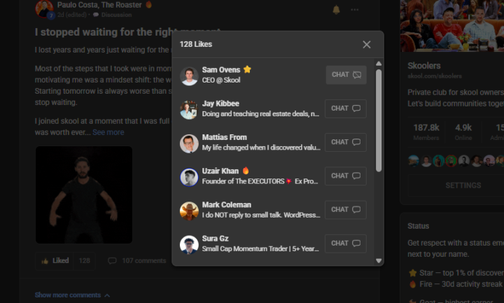Sam Owens liked my post!