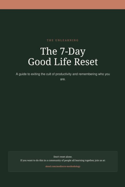 Good Life Reset Day One