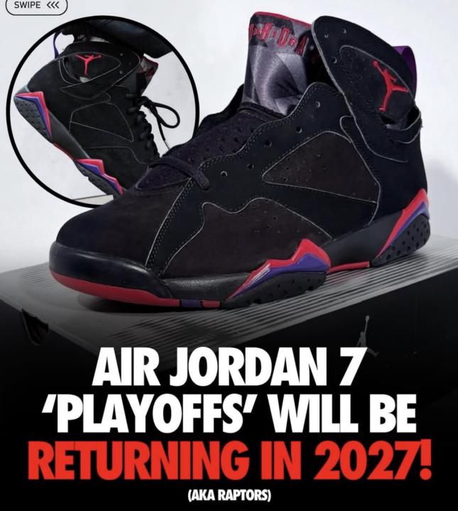 THE LEGENDARY AIR JORDAN 7 "RAPTORS" (AKA "PLAYOFFS") IS OFFICIALLY MAKING A MASSIVE COMEBACK FOR ITS 35TH ANNIVERSARY IN SPRING 2027! 🦖🏀