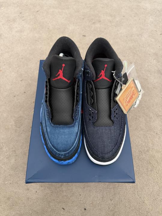 Distressed indigo Levi 3s