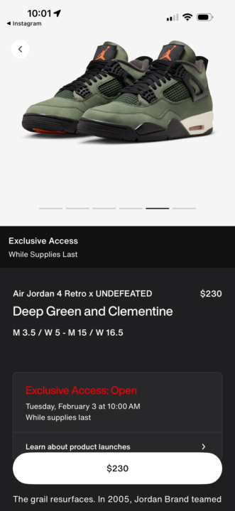 Shock Drop undefeated 4s