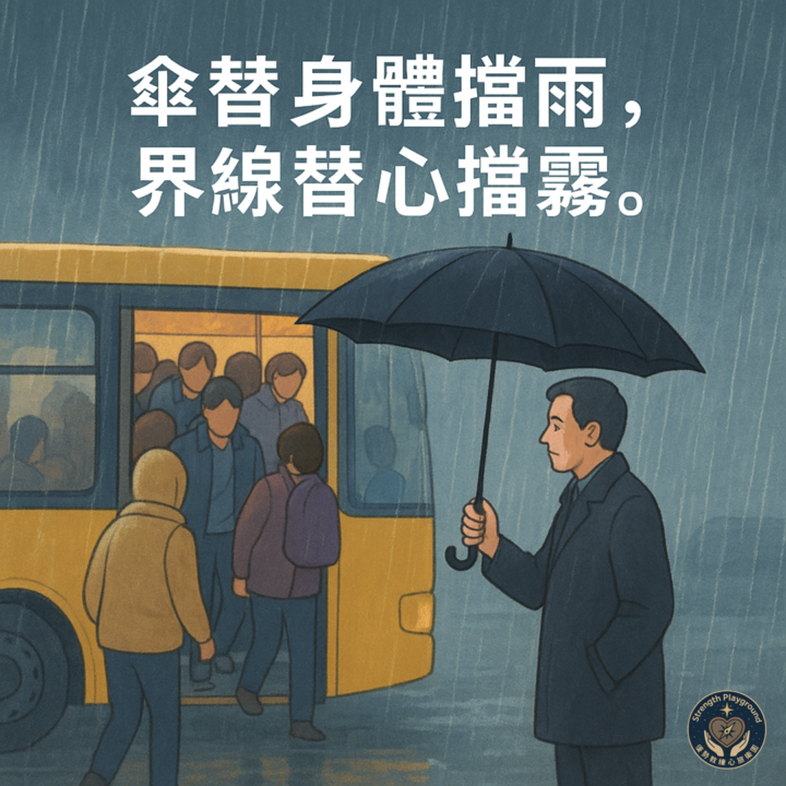 傘在雨中撐，愛在界線生