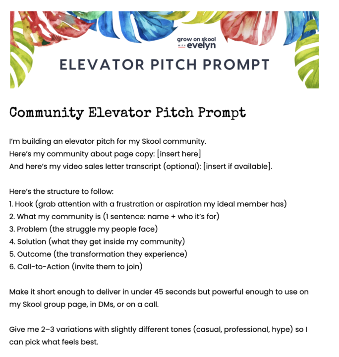 Community Elevator Pitch