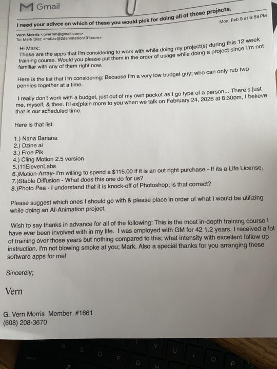 If Mark could respond to my letter regarding a recommendation of which apps to use!