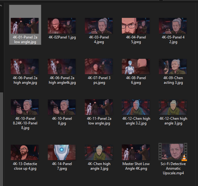 Upscaled Animatic Panels in 4K for Sci-Fi Murder Mystery