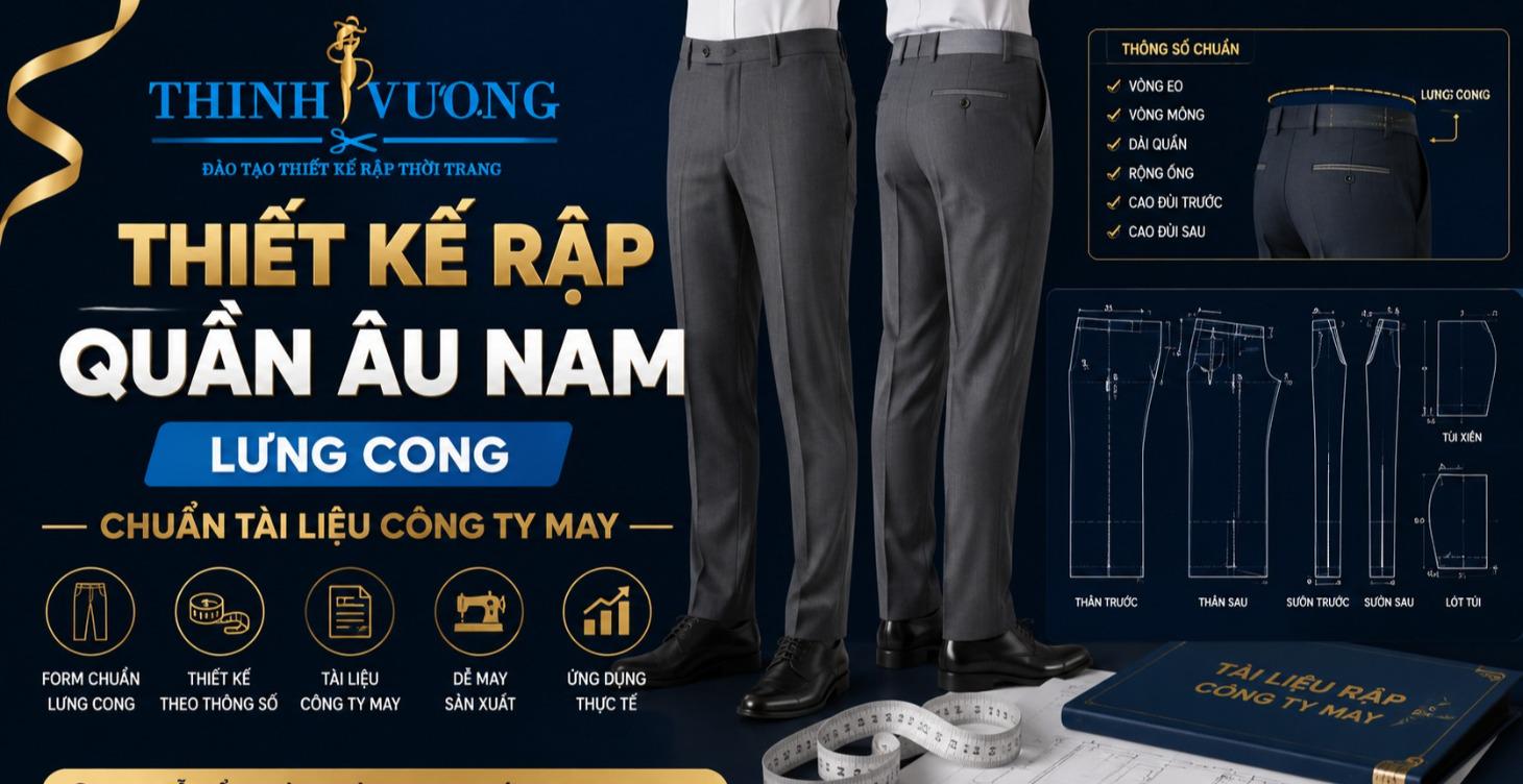 Thiết Kế Rập Quần Âu Nam Lưng Cong