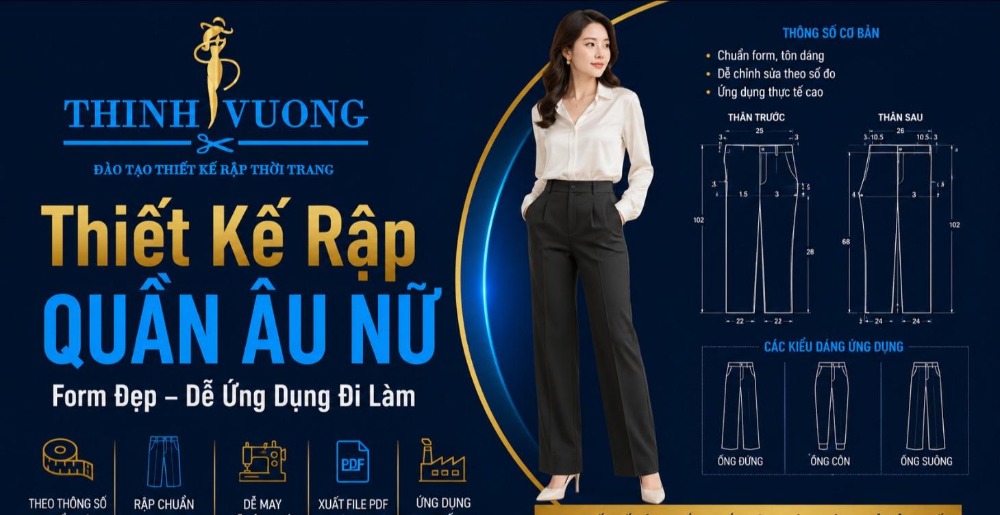 Thiết Kế Rập Quần Âu Nữ Form Đẹp – Dễ Ứng Dụng