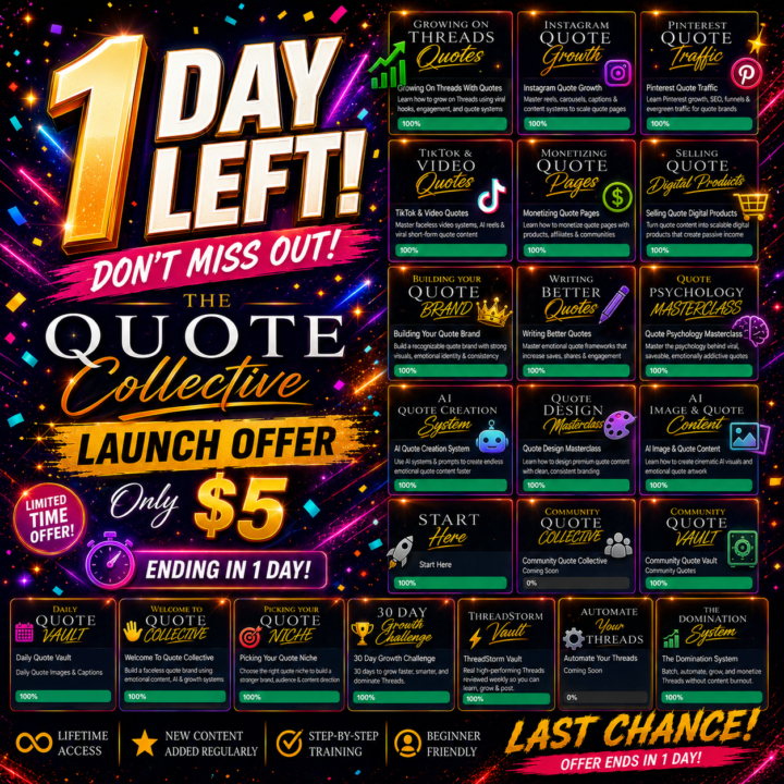 🚨 THE $5 QUOTE COLLECTIVE SALE ENDS TOMORROW 🚨