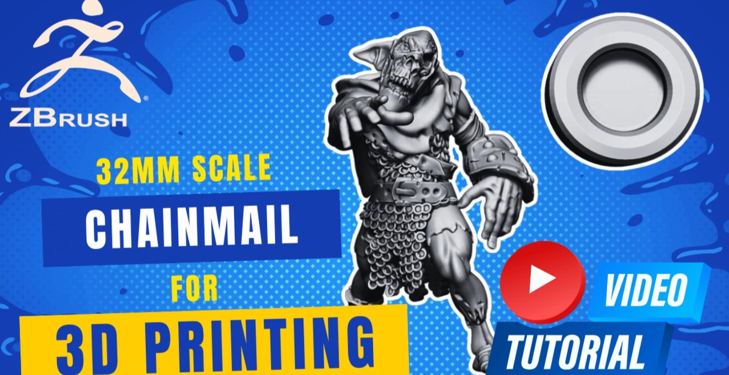 Sculpting 28-75mm scale chainmail for 3D printing