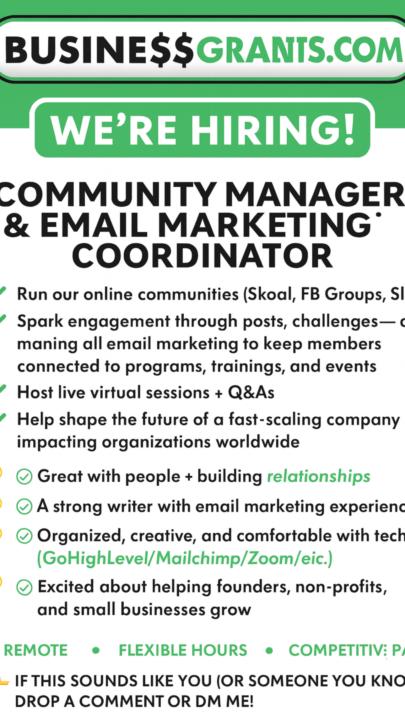 HIRING for Community manager and Marketing Assistant