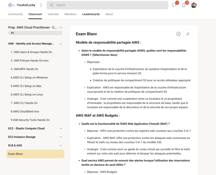 Exam Blanc + Proposition de sessions de révision interactives AWS + Vote pour les créneaux horaires !"