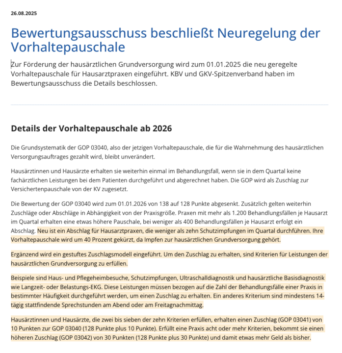 Vorhaltepauschalen für Hausärzte – wer nicht impft, muss Abzüge hinnehmen! 🙉 