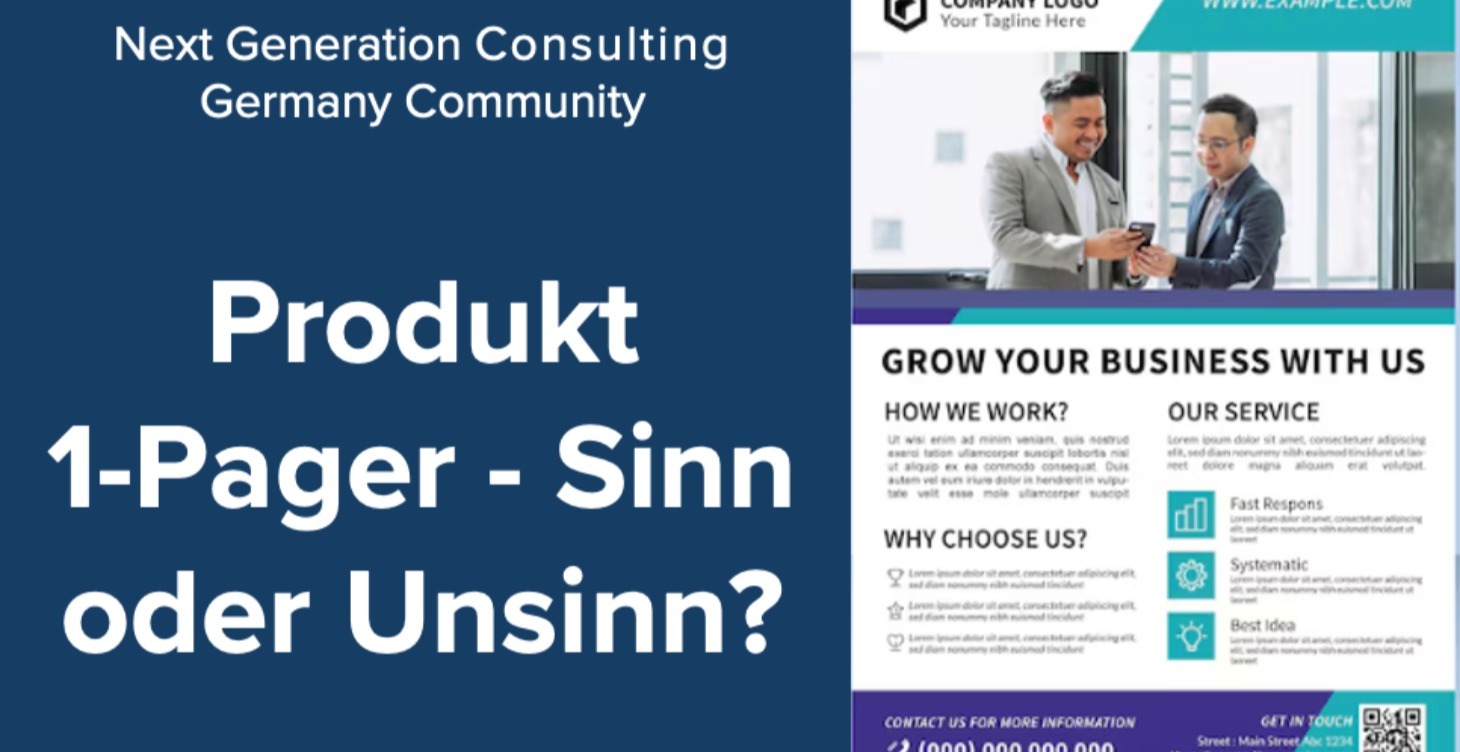 Beratungsprodukt 1-Pager, Sinn oder Unsinn?