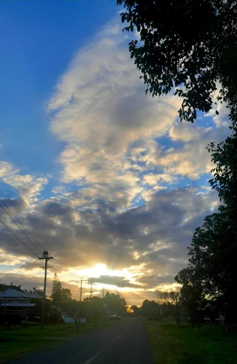Cloudy skies