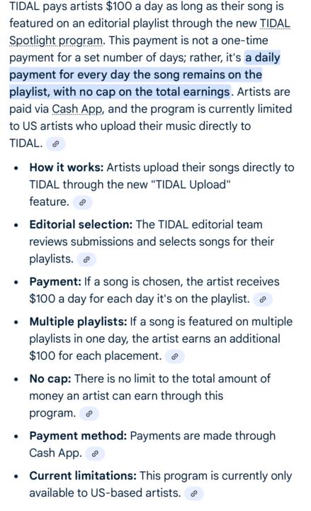 TIDAL is giving away $100 a day to artist that upload directly there & land on editorials. Not a ton of artists know about it so if u have HIGH QUALITY music give it a shot! 