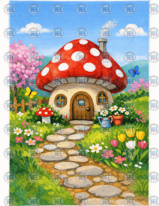 Mushroom Cottage in the Spring