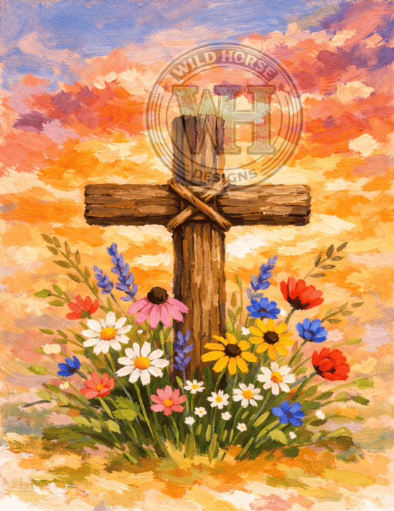 Rustic Cross with Spring Blooms