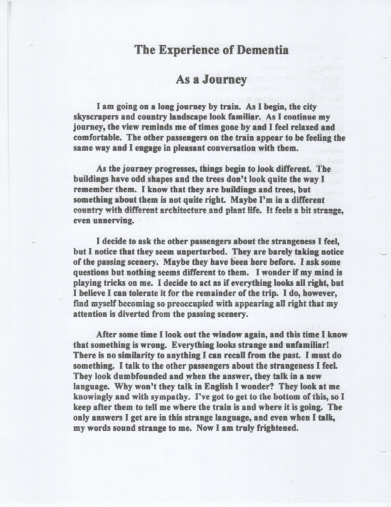 Story - The Experience of Dementia As a Journey