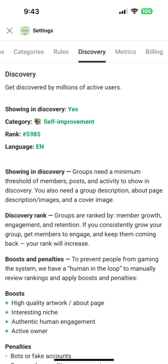 Rankings for the Group