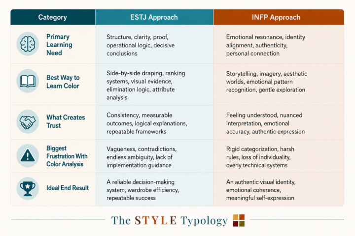 An ESTJ and an INFP walk into a color analysis...