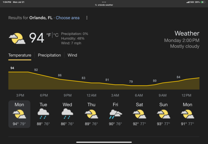 Partly cloudy and great weather!