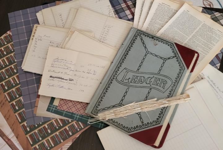 Harvesting  vintage ledger & dictionary