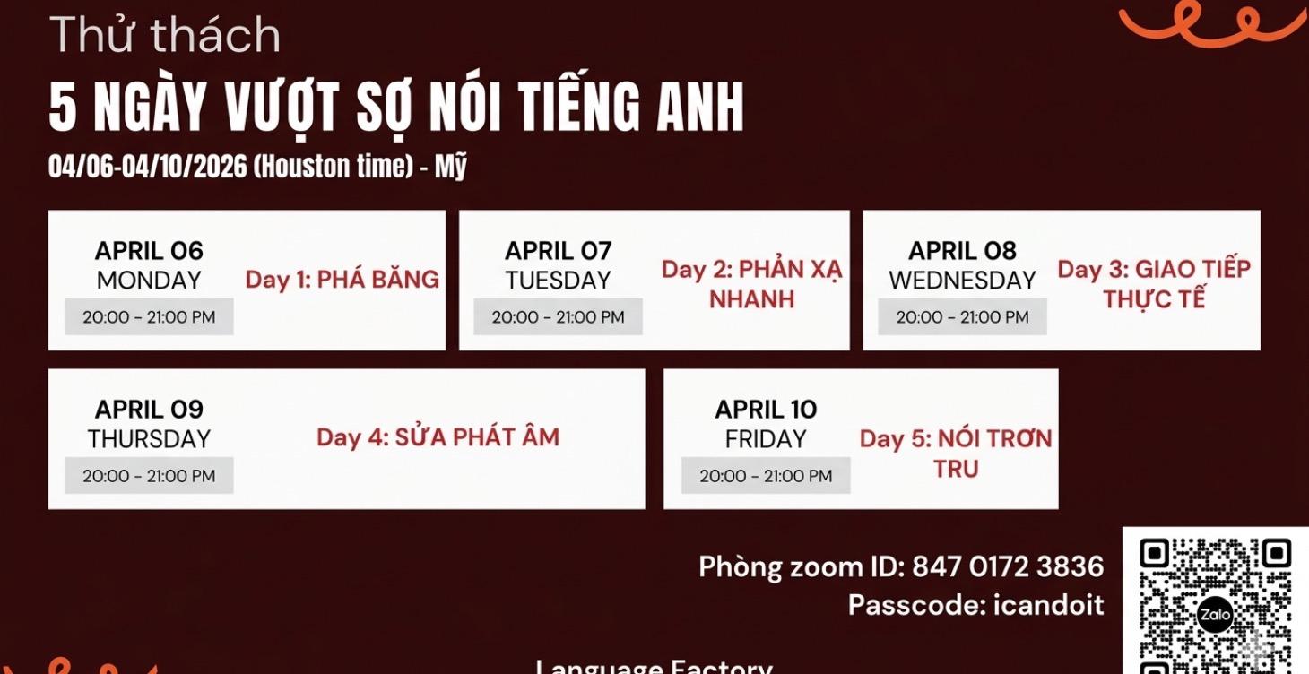 5 Thử Thách Nói Tiếng Anh