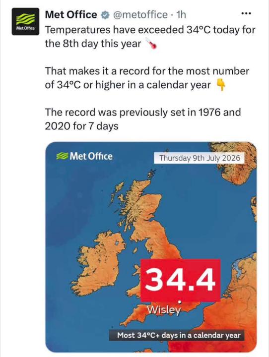 8 days above 34 degC so far this summer
