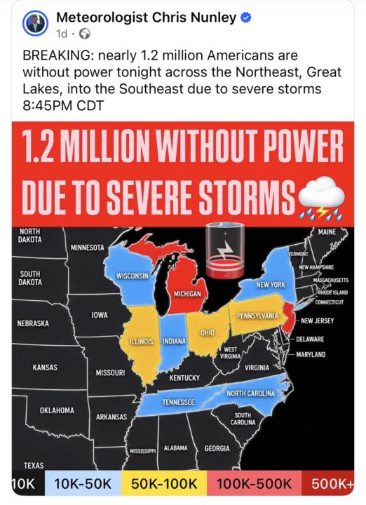 1.2 million without power
