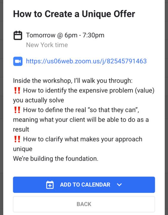 You Coming?? Build A Unique Offer 
