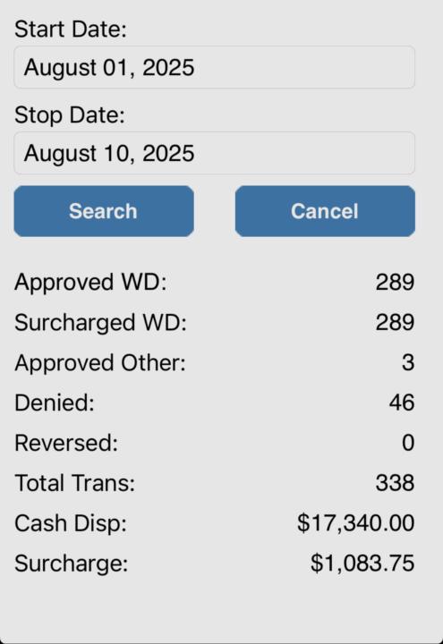 ATM profits for the last 10 days…