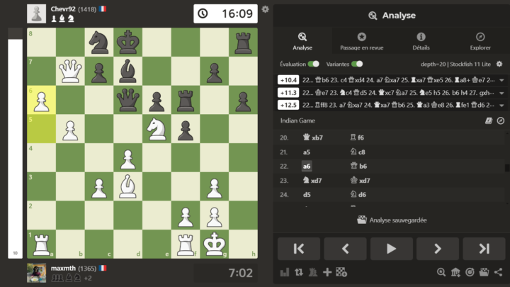 Choke en milieu de jeu dans une position gagnante