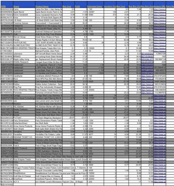 ASIN list 