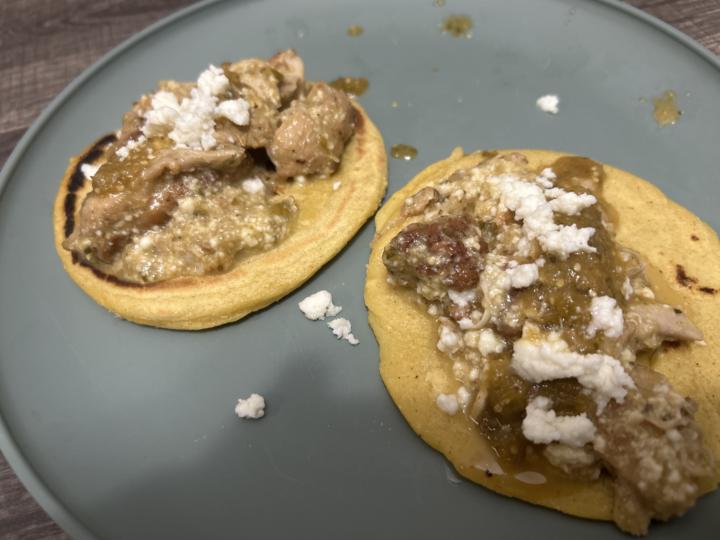 I made some green sauce chicken on some homemade tortillas