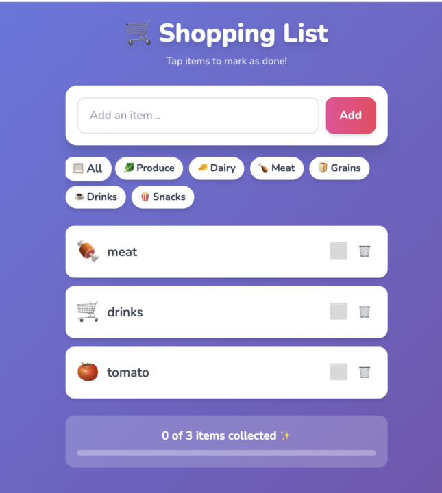 My Shopping List App