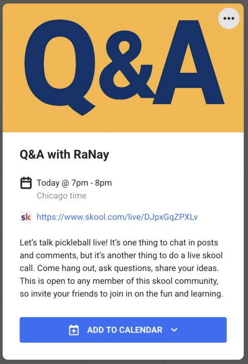 First Live Q and A w/ RaNay is Available in the Classroom Tab