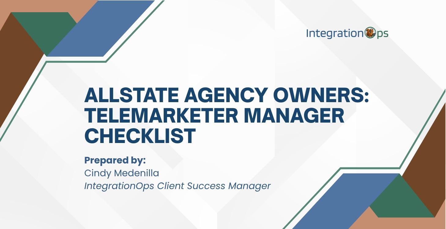 AllState Agency Owners: TM Manager's Checklist