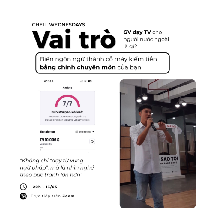 [CHELL WEDNESDAYS] 20:00 tối Thứ Tư hàng tuần — Chủ đề: Vai trò GV dạy tiếng Việt cho người nước ngoài là gì?