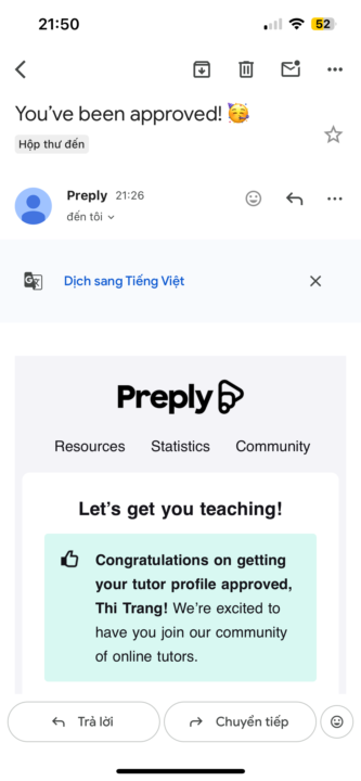 Nộp hồ sơ lên preply giống như lúc nộp hồ sơ thi đại học cảm giác mong chờ vẫn như thế 