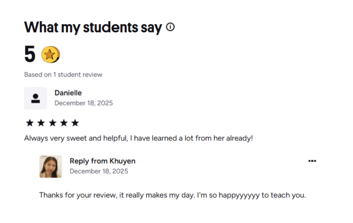 Khoe với cả nhà feedback  5 sao đầu tay