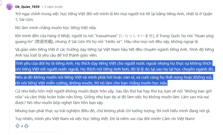 Học viên khó chịu khi giáo viên nói tiếng anh nhiều