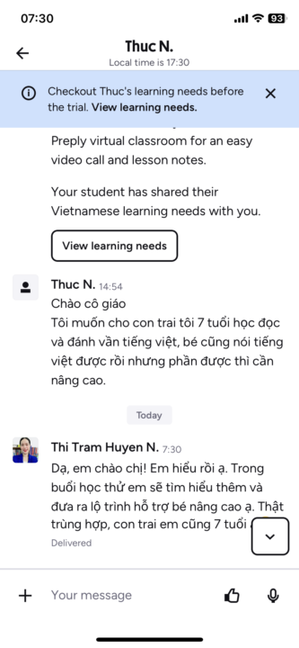 Biết ơn anh Thanh đã chia sẻ cơ hội giúp em được làm giáo viên!