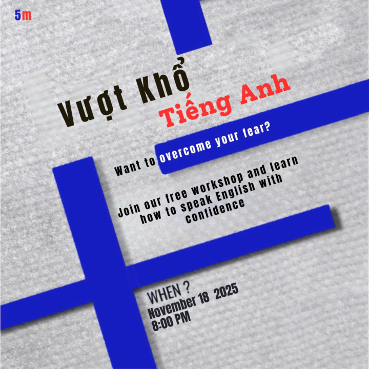 THÔNG BÁO WORKSHOP TỐI NAY – 8 GIỜ: VƯỢT KHỔ TIẾNG ANH