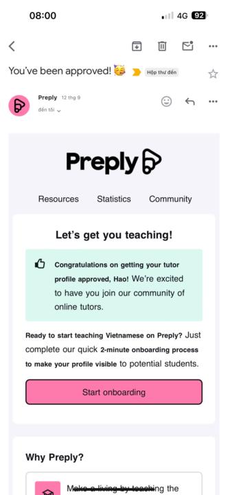 Cách mà mình được Preply duyệt hồ sơ như thế nào?