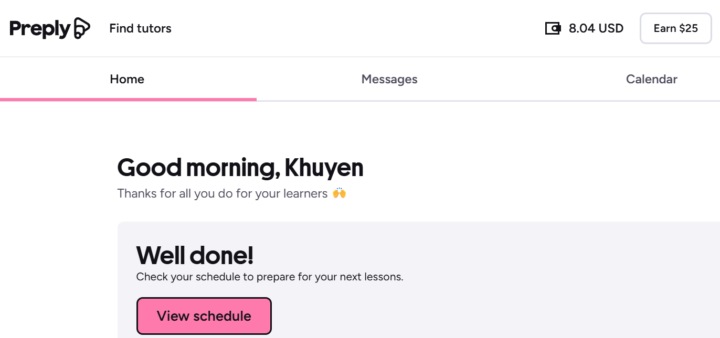 Thành quả đầu tiên trên Preply sau bao ngày lóng ngóng 